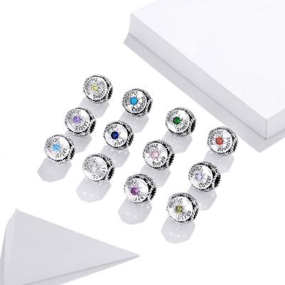 China Fashionable Hot Selling Attractive Zircon Birthstone Charm 925 Sterling Silver Pendants For Jewelry Bracelet Necklace Making for sale