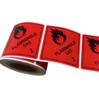 China Custom Thermal Transfer Adhesive Warning Labels , Flammable Gas Warning Label Roll for sale