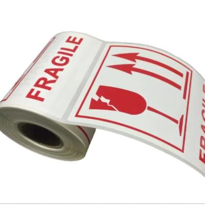 China Hot Sale Thermal Transfer Sticker Self Adhesive Fragile Shipping Security Label Express Roll for sale