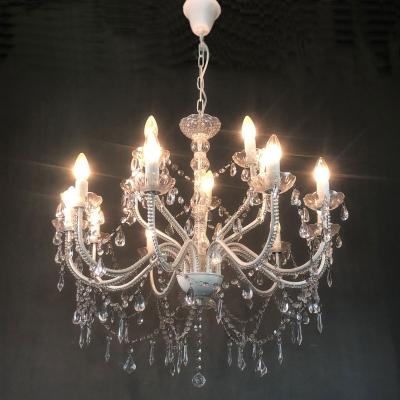 China Modern Elegant Crystal Acrylic Chandelier Lights 5/8/12 White Acrylic Droplets Ceiling Light Fixture for sale