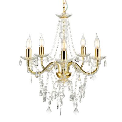 China Wholesale Modern Decorative Lamp 5 Lights Gold Brass Acrylic Chandelier Lighting Modern Chandelier for sale