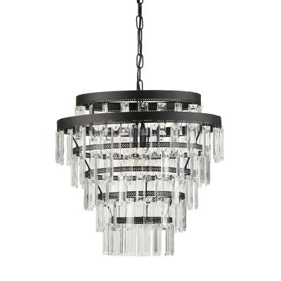 China Rustic Interesting Luxury Modern Black Industrial Crystal Chandelier Pendant Lamp for sale