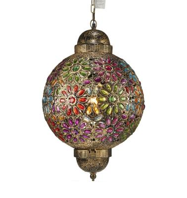 China 2021 Rustic Brass Oval Moroccan Style Crystal Chandelier Light Living Room Lobby Lantern Pendant Lights for sale