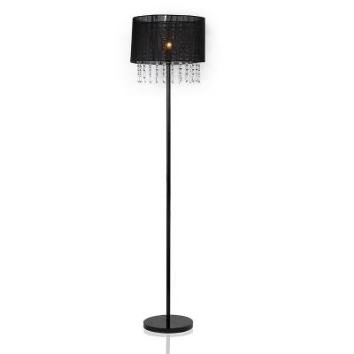 China Modern Modern Decorative Reading Lighting Standard Living Room Chrome Chandelier Floor Lamp With Black Shade NS-122012 for sale