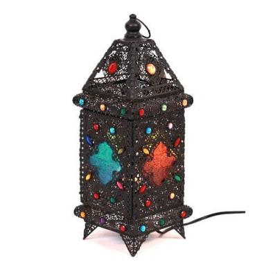 China Industrial Moroccan Metal Handcraft Lantern Lamp Multi Color Table Lamp for sale