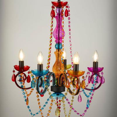 China Cafe Industrial Moroccan Decorative Multicolor Home Crystal Chandelier Lights Lighting for sale