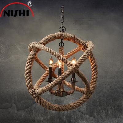 China Industrial American Country Style Living Room Furniture /Vintage Pendant Light / Rope Pendant Light for sale