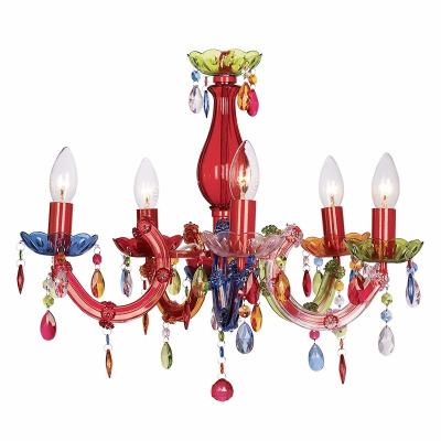 China European Classic 5 Arm Multicolor Hotel Chandelier Hanging Lights For Bedroom for sale