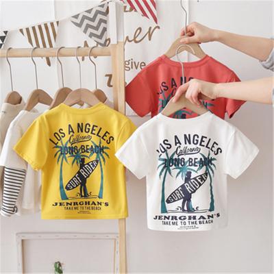 China 2022 summer children's breathable short sleeve printed casual round collar T-shirt boys and girls cartoon top for sale