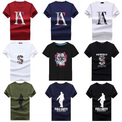 China Wholesale Trend Big Size Cheap Striped Round Collar Fashion Anti-wrinkle Summer Summer Men's 100% Cotton Short Sleeve T-shirts for sale