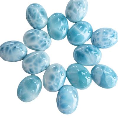 China Hot Seller Polished Natural Larimar Gemstones Loose Cabochon For Pendant Setting for sale