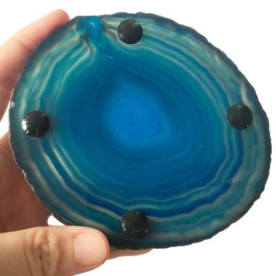 China China Hot Selling Mixed Color Agate Coasters Anti-Slip/Shockproof Rubber Bumper,Agate Coasters for sale