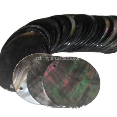 China Polishing 30mm Drilled Black Pearlescent Shell Polished Round Discs Big Size for sale