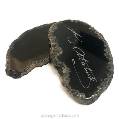 China Agate Wedding Gift Black Agate Escort Cards, Agate Slice Name Cards For Wedding Favor for sale