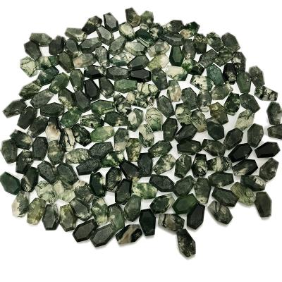 China Natural Gemstone Polishing Caskets , Moss Agate Casket Shaped To Make Pendants for sale