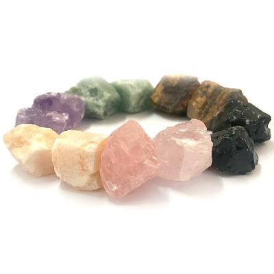 China China Unpolished Rough Tumbled Stones , Drilled Tumbled Stones Mix ( Amethyst , Rose Quartz , Aventurine ) for sale