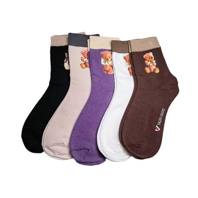 China Popular Medium Tube Women's Cotton 83% 2.2% Fiber 14.8% Spandex Socks Women's Knitted Women's Socks for sale