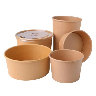 China Disposable Yellow Natural Takeout Food Container Wrapping Paper Bowl Cupspaper Soup Cup 7oz for sale