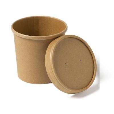 China Disposable Take Out Paper Cupspaper Soup Container Takeout Cup, Kraft Paper Soup Cup With Vent Paper Lid for sale