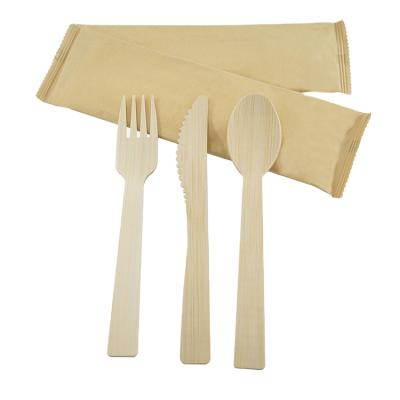 China Hot Selling 170mm Fashionable Disposable Bamboo Spoon Knife Fork Natural Bamboo Cutlery for sale