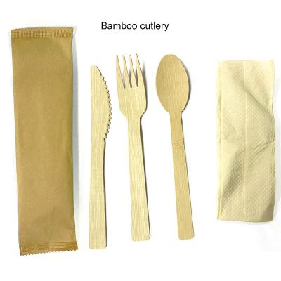 China Eco-friendly Fruit Spoon Knife Cutlery Set Handle Disposable Flatware Bamboo Fork for sale