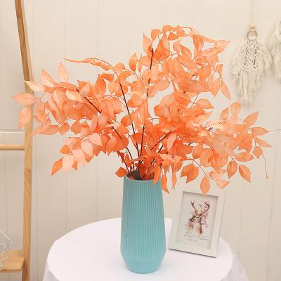 China 2021 Natural Hot Artificial Plant Decoration Artificial Home Decoration Leaf Wedding Creeper Leaf Trumpet Color Selling Plastic Leaf for sale