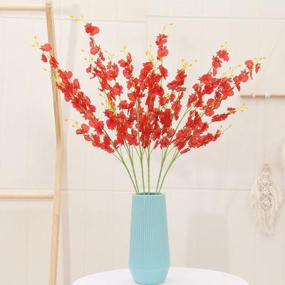 China Factory Natural Supply Wholesale Artificial Touch 5 Forks Dancing Orchid Wedding Flower Decoration Artificial Flowers For Home Decoration for sale