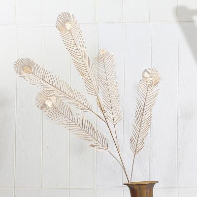 China 2021 New 98cm Feather Peacock Artificial Touch Decorative Flower Natural Golden Plastic Handmade Artificial Flower Wedding for sale