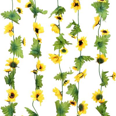 China Natural Premium Quality Artificial Sunflower Touch Flowers With Rattan Vine Sunflower Artificial Flower Wedding Home Decoration for sale