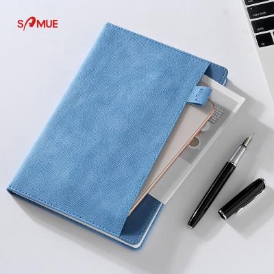 China High quality/simple style/bulk stock PU pocket office colorful leather notebook with pen holder black red brown blue for sale