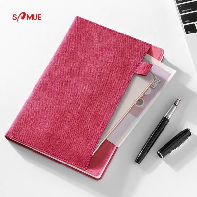 China High quality/simple style/colorful PU leather hard cover office writing notebook with pen holder for sale