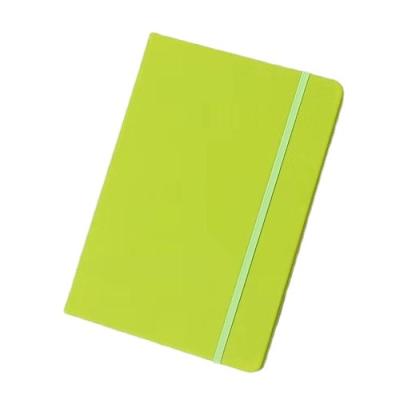 China Gift/Office/School/Promotion/Travel Green PU Hardcover Book Leather Notebook A5 With Elastic Band for sale