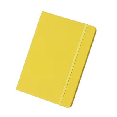 China Gift/Office/School/Promotion/Travel PU Hardcover Book Yellow Leather Notebook A5 With Elastic Band for sale