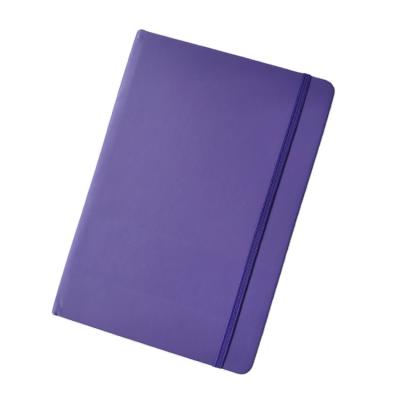 China Gift/Office/School/Promotion/Travel PU Hardcover Book Purple Leather Notebook A5 With Elastic Band for sale