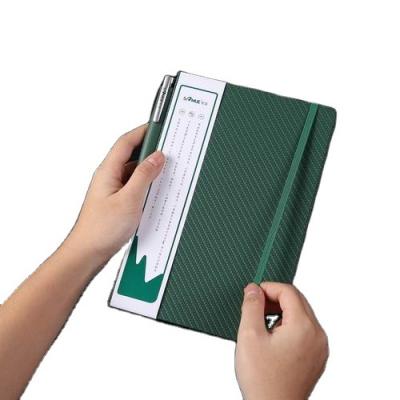 China Thermo Hardcover A6 Green PU Hardcover Notebook Notepad Journal Notebook with Elastic Band and Pen Sleeve for sale