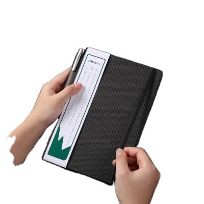 China Thermo Hardcover B5 Carbon Fiber PU Hardcover Black Notepad Journal Notebook with Elastic Band and Pen Holder for sale