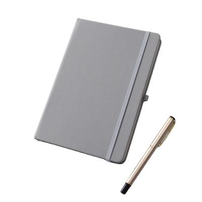 China Custom Design Printing Leather Page A5 Notebook A5 PU Leather Gray Hardcover Hardcover Book 80 Cover Sheets for sale