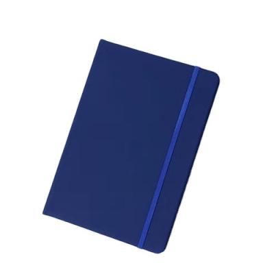 China A5 Hardcover Navy PU Notepad Leather Journal Notebook with Elastic Band Strap for sale