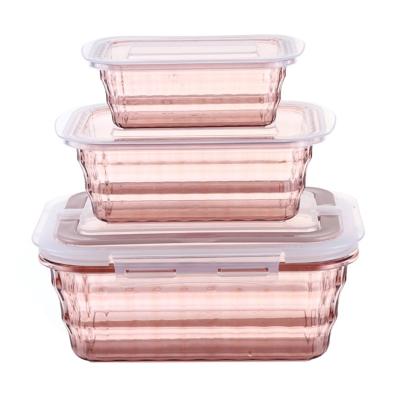 China Freshness Preservation Crystal Salad Bowl Plastic Refrigerator Food Storage Crisper Set Fruit And Vegetable Storage Containers With Handle for sale