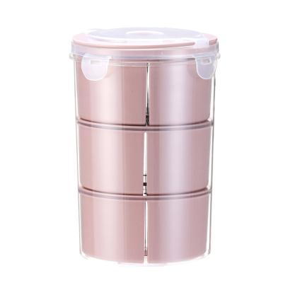 China Japanese Microwavable Bento Lunch Box Set Round Airtight Hot Food Container With Portable Handle Wholesale Custom Luxury PP Plastic Leakproof for sale