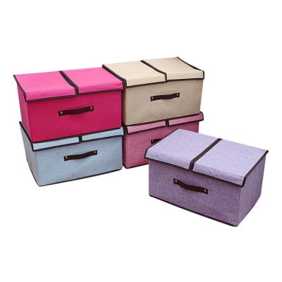 China Morden Luxury Custom Tissue Compartment Storage Box with Lid and Handle Collapsible Cotton and Nonwoven Canvas Storage Boxes and Bins for sale