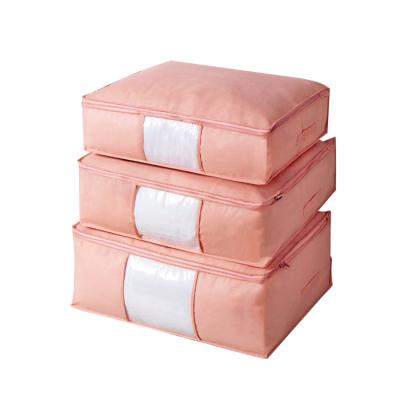 China Large Foldable Storage Bag Wardrobe Comforter Bed Covers Clothing Closet Storage Box Finishing Organizer Underbed Waterproof Nonwoven for sale