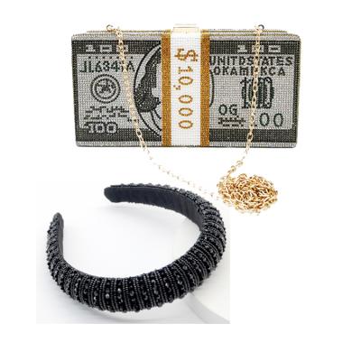 China Waterproof money bapurse with headband sets purse for women bling money purse rhinestone headband money purse for sale