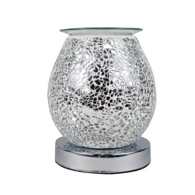 China Mosaic Touch Silver Electric Wax Melter Crack Melter Salon Aromatherapy Lamp Wax Warmer Fragrance Tart Oil Burner For Home Use for sale