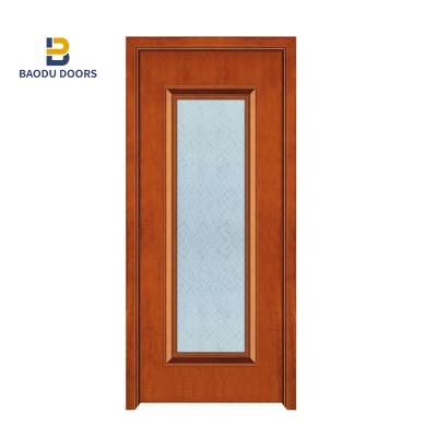 China Baodu Modern Factory Door Glass Solid Wood Panel Solid Wood Half Door For Exterior for sale