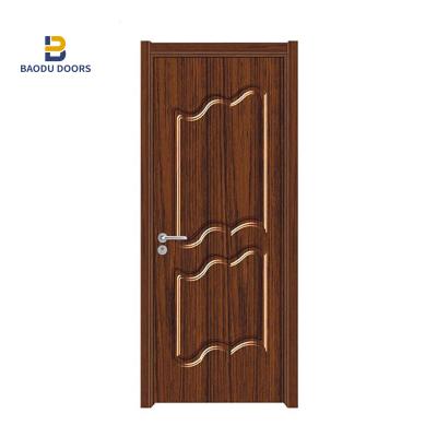 China Baodu interior bedroom door main entrance hdf door design modern waterproof pvc wooden door for sale