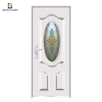 China Baodu Modern Apartment Security Doors Exterior Steel Residential Entrance Door With Glass for sale