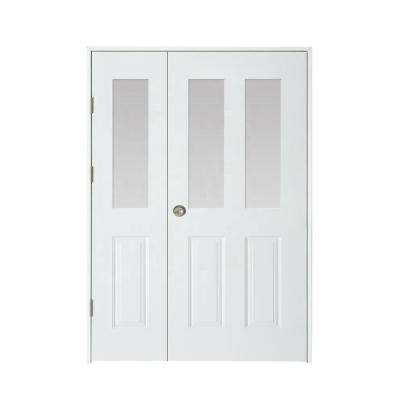 China Modern American Front Door Security Entry 3/4 Oval Glass Base White Steel Track Door for sale