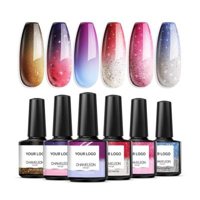 China COLOR CHANGING NAIL TEMPERATURE GEL COLORS COLLECTION BLUE RED GLITTER GEL POLISH SOAP OFF 6 COLORS GIFTS DIY AT HOME NAIL POLISH SET for sale