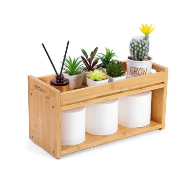 China Best Selling Bamboo Material Handles Sustainable Designed 2 Tier Box Wooden Toilet Paper Storage Basket for sale